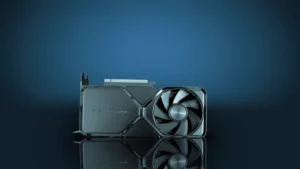 Nvidia GeForce RTX 4070 Super on blue glass background